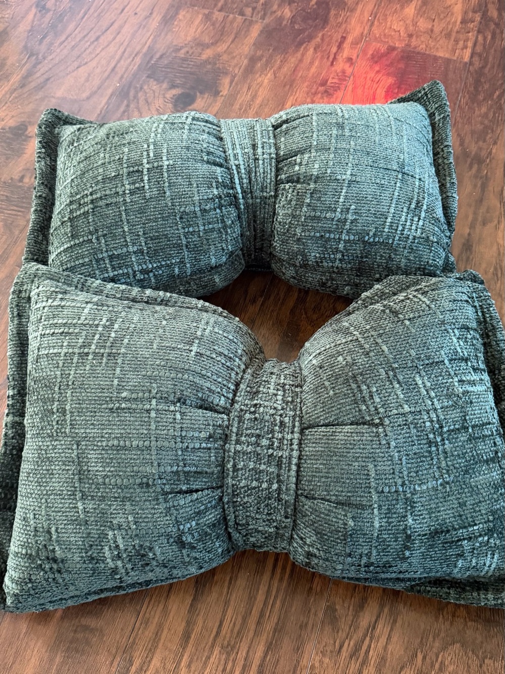 Bow Throw Pillow Green 12" x 20 " Set Of 2 Boho